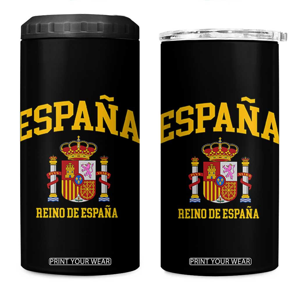 Spain Reino De Espana 4 in 1 Can Cooler Tumbler Vintage Spanish Flag Coat of Arms TS11 One Size: 16 oz Black Print Your Wear