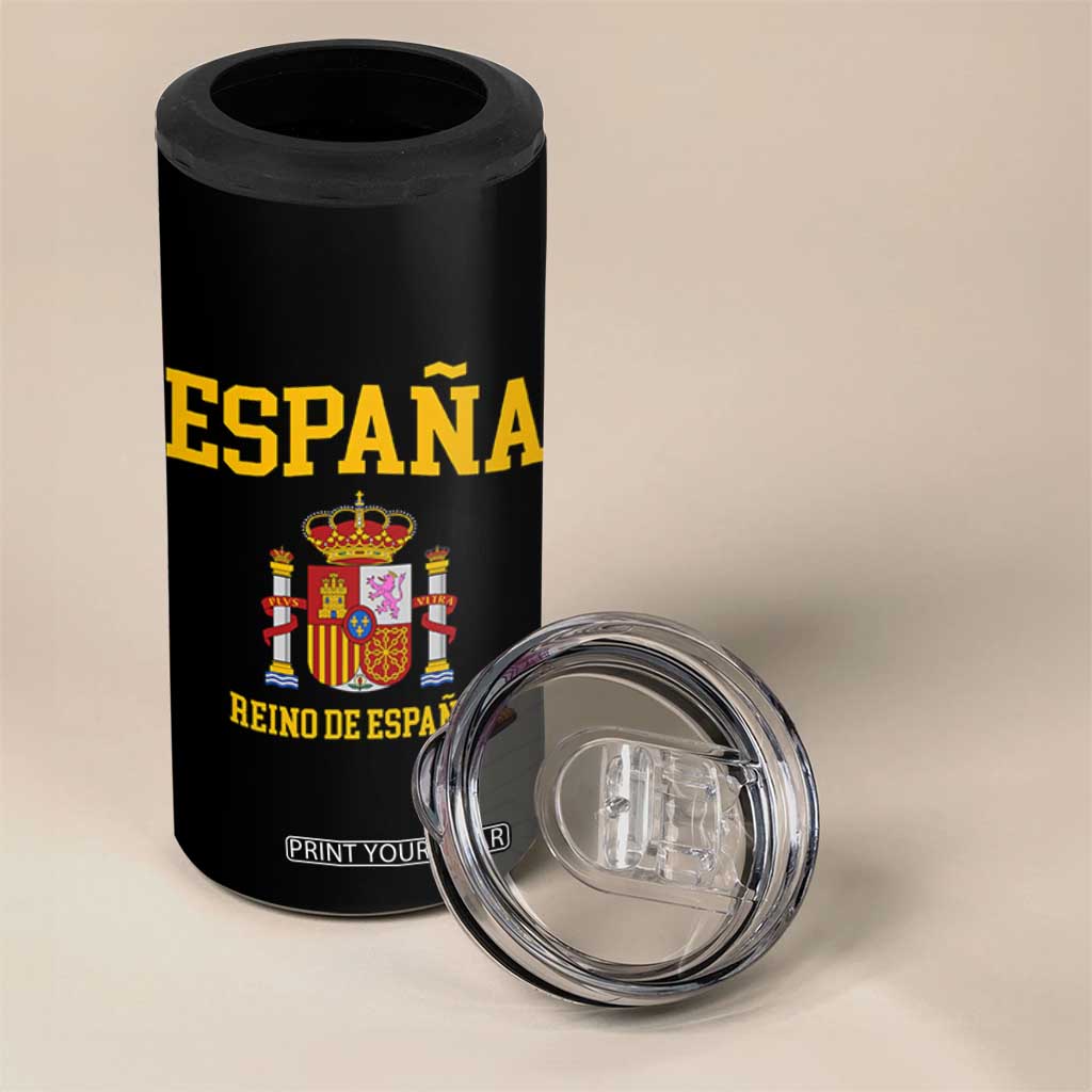 Spain Reino De Espana 4 in 1 Can Cooler Tumbler Vintage Spanish Flag Coat of Arms