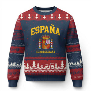 Spain Reino De Espana Ugly Christmas Sweater Vintage Spanish Flag Coat of Arms