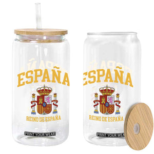 Spain Reino De Espana Glass Can Vintage Spanish Flag Coat of Arms