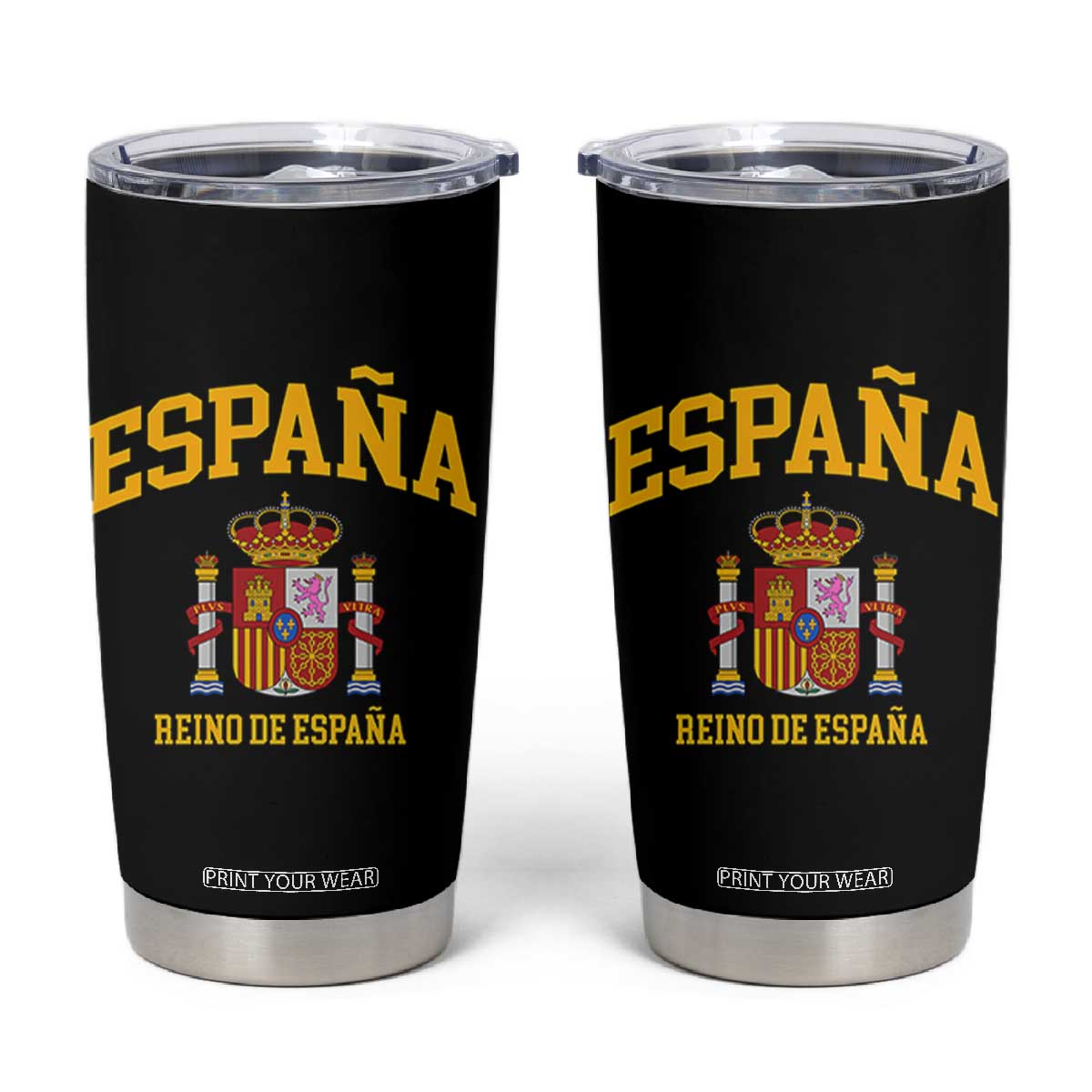 Spain Reino De Espana Tumbler Cup Vintage Spanish Flag Coat of Arms