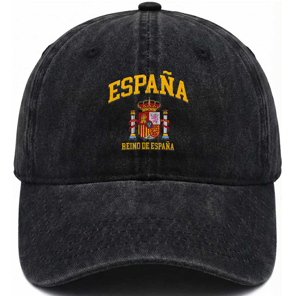 Spain Reino De Espana Washed Cotton Baseball Cap Vintage Spanish Flag Coat of Arms TS11 Print Your Wear