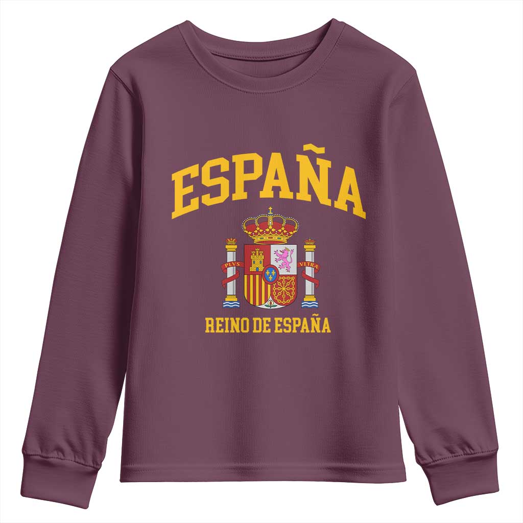 Spain Reino De Espana Youth Sweatshirt Vintage Spanish Flag Coat of Arms
