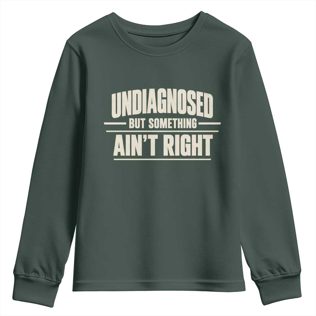 Undiagnosed But Something Ain't Right Youth Sweatshirt Funny Sarcastic Bold Text