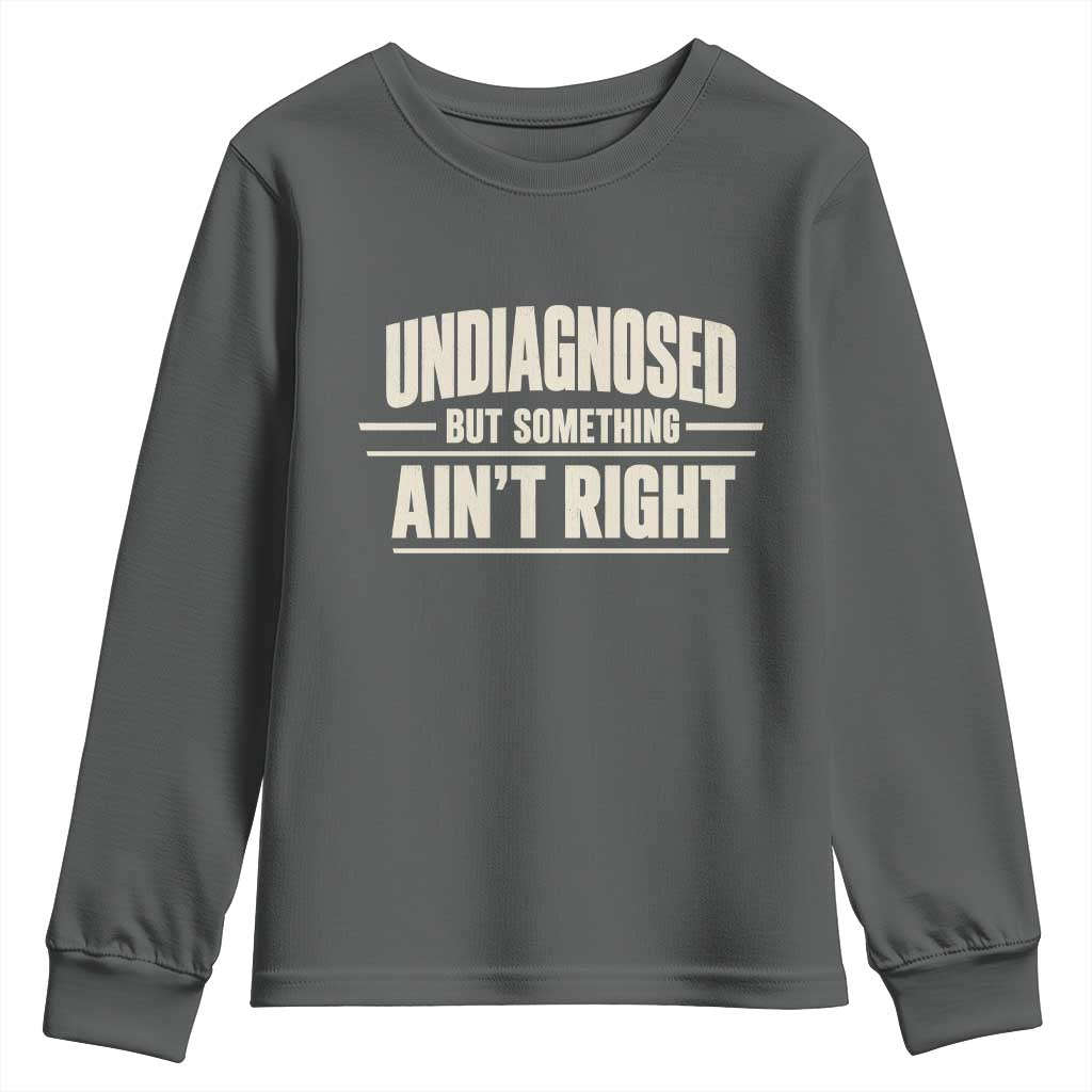 Undiagnosed But Something Ain't Right Youth Sweatshirt Funny Sarcastic Bold Text