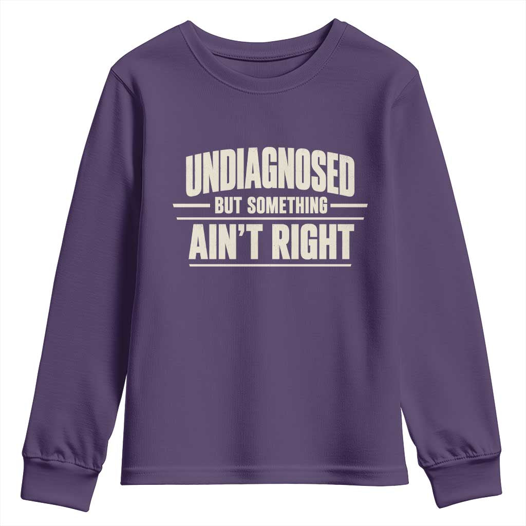 Undiagnosed But Something Ain't Right Youth Sweatshirt Funny Sarcastic Bold Text