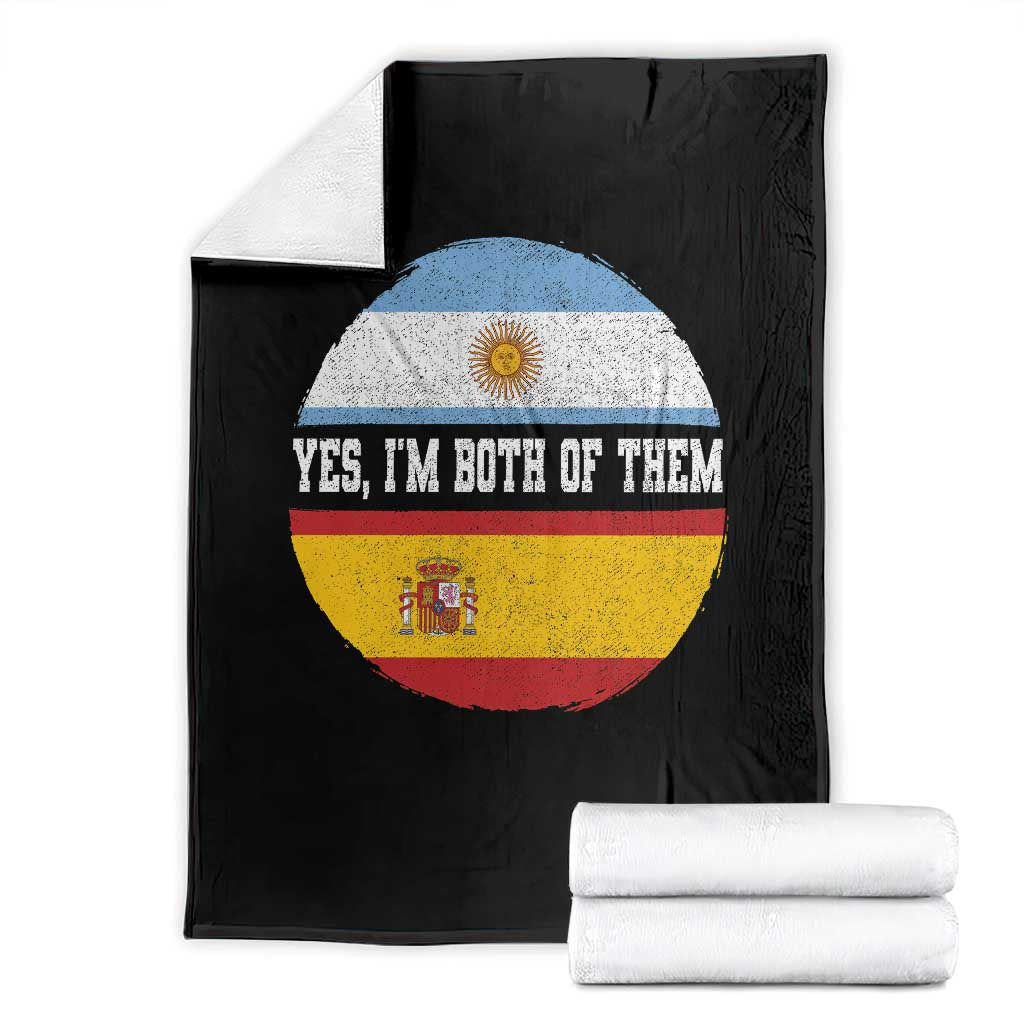 Spanish Argentinian Roots Throw Blanket Yes I'm Both Of Them Vintage Spain Argentina Half Flag