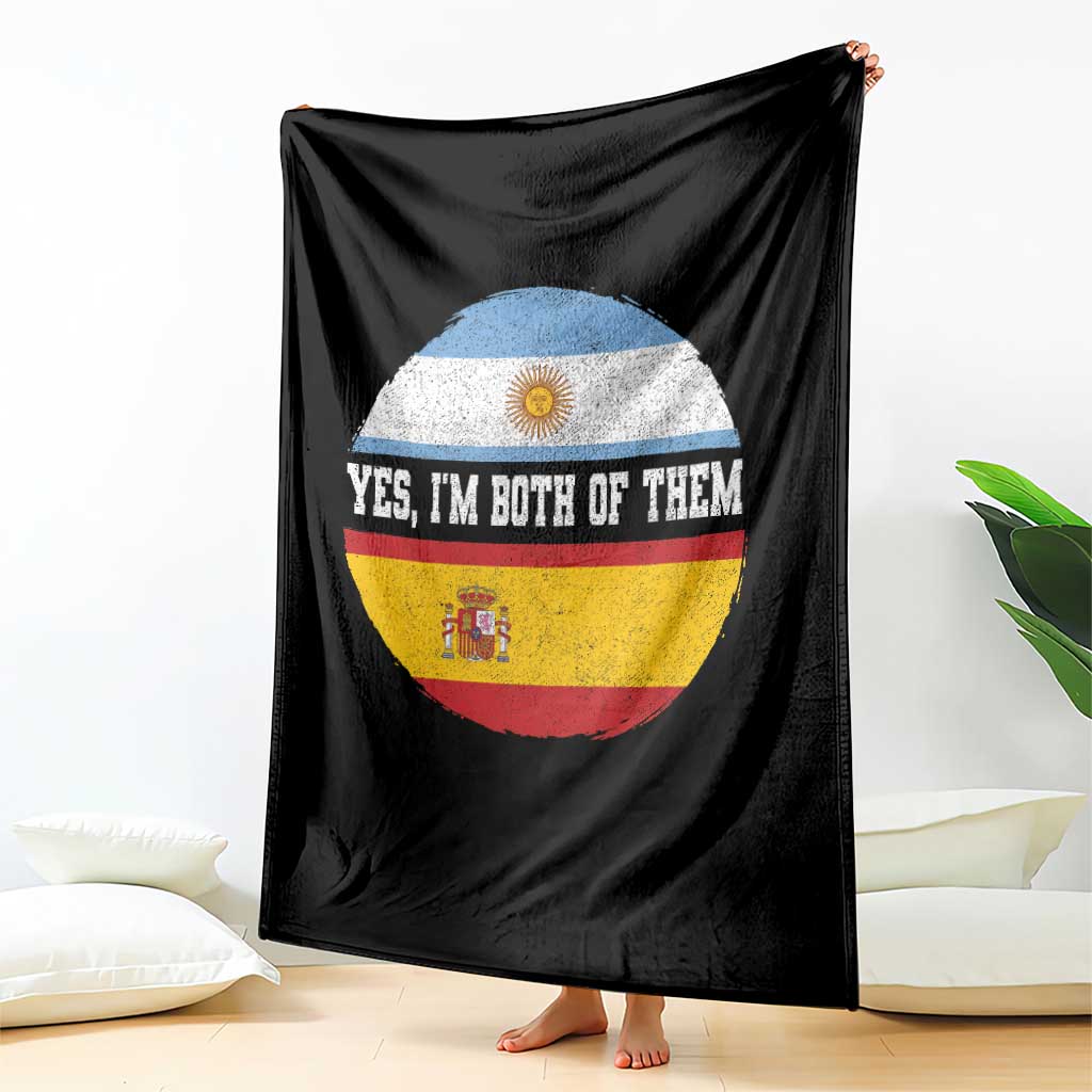 Spanish Argentinian Roots Throw Blanket Yes I'm Both Of Them Vintage Spain Argentina Half Flag