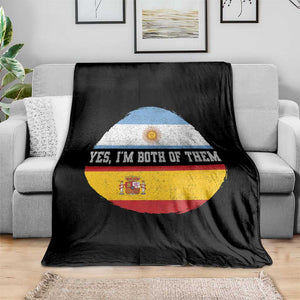 Spanish Argentinian Roots Throw Blanket Yes I'm Both Of Them Vintage Spain Argentina Half Flag