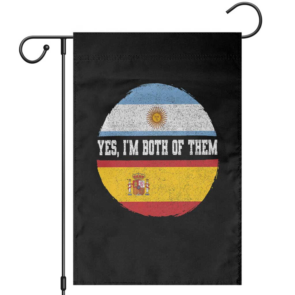Spanish Argentinian Roots Garden Flag Yes I'm Both Of Them Vintage Spain Argentina Half Flag TS11 Black Print Your Wear