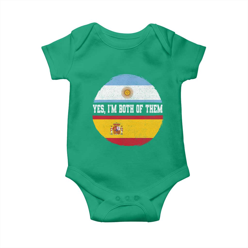 Spanish Argentinian Roots Baby Onesie Yes I'm Both Of Them Vintage Spain Argentina Half Flag