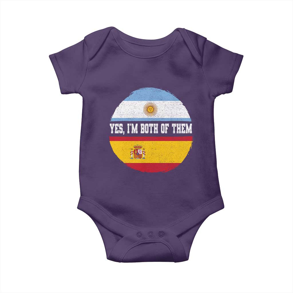 Spanish Argentinian Roots Baby Onesie Yes I'm Both Of Them Vintage Spain Argentina Half Flag