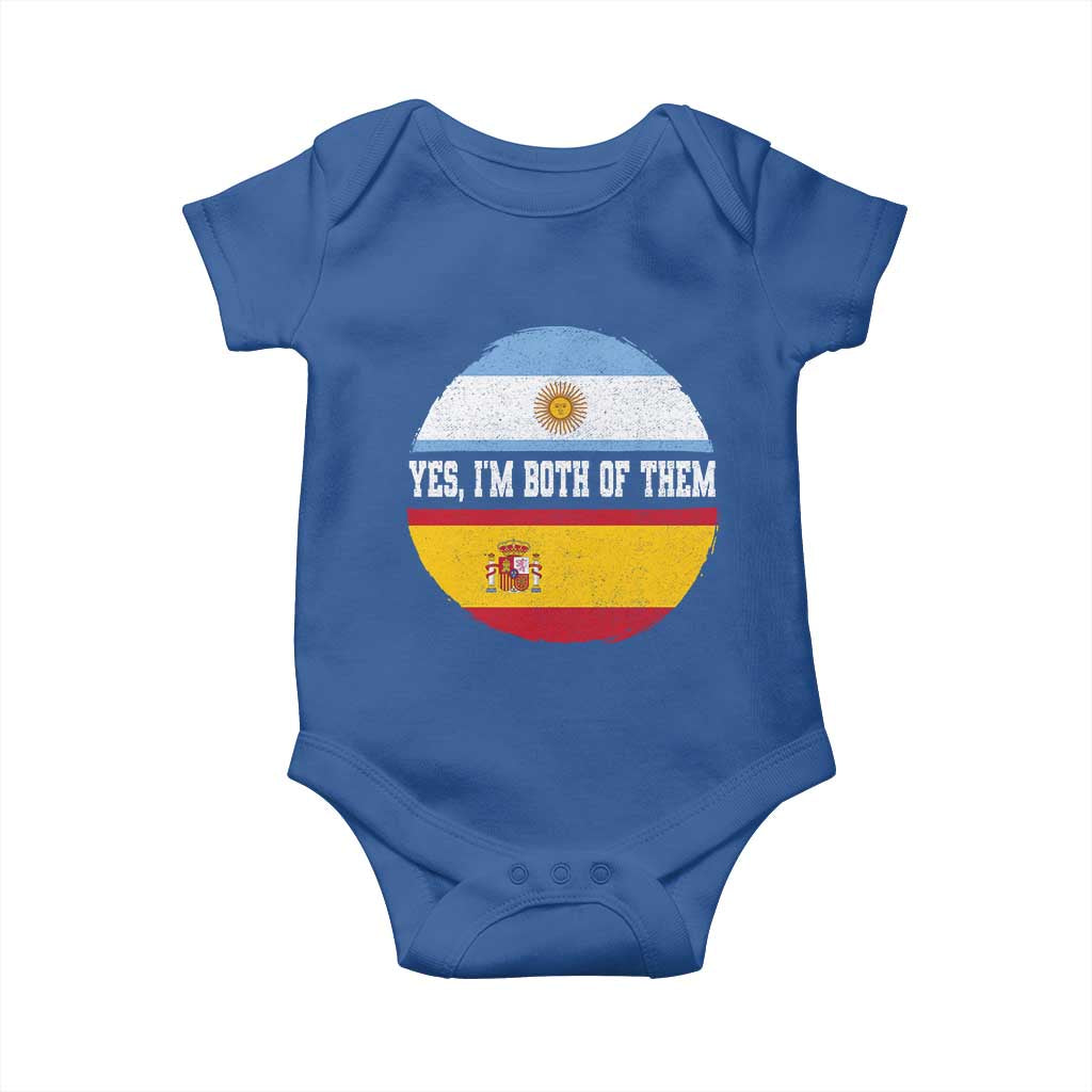 Spanish Argentinian Roots Baby Onesie Yes I'm Both Of Them Vintage Spain Argentina Half Flag