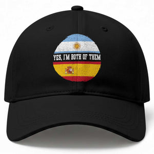 Spanish Argentinian Roots Baseball Cap Yes I'm Both Of Them Vintage Spain Argentina Half Flag