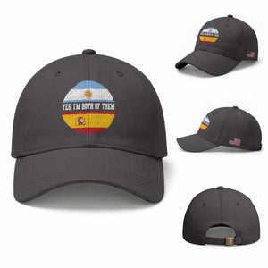 Spanish Argentinian Roots Baseball Cap Yes I'm Both Of Them Vintage Spain Argentina Half Flag