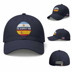 Spanish Argentinian Roots Baseball Cap Yes I'm Both Of Them Vintage Spain Argentina Half Flag