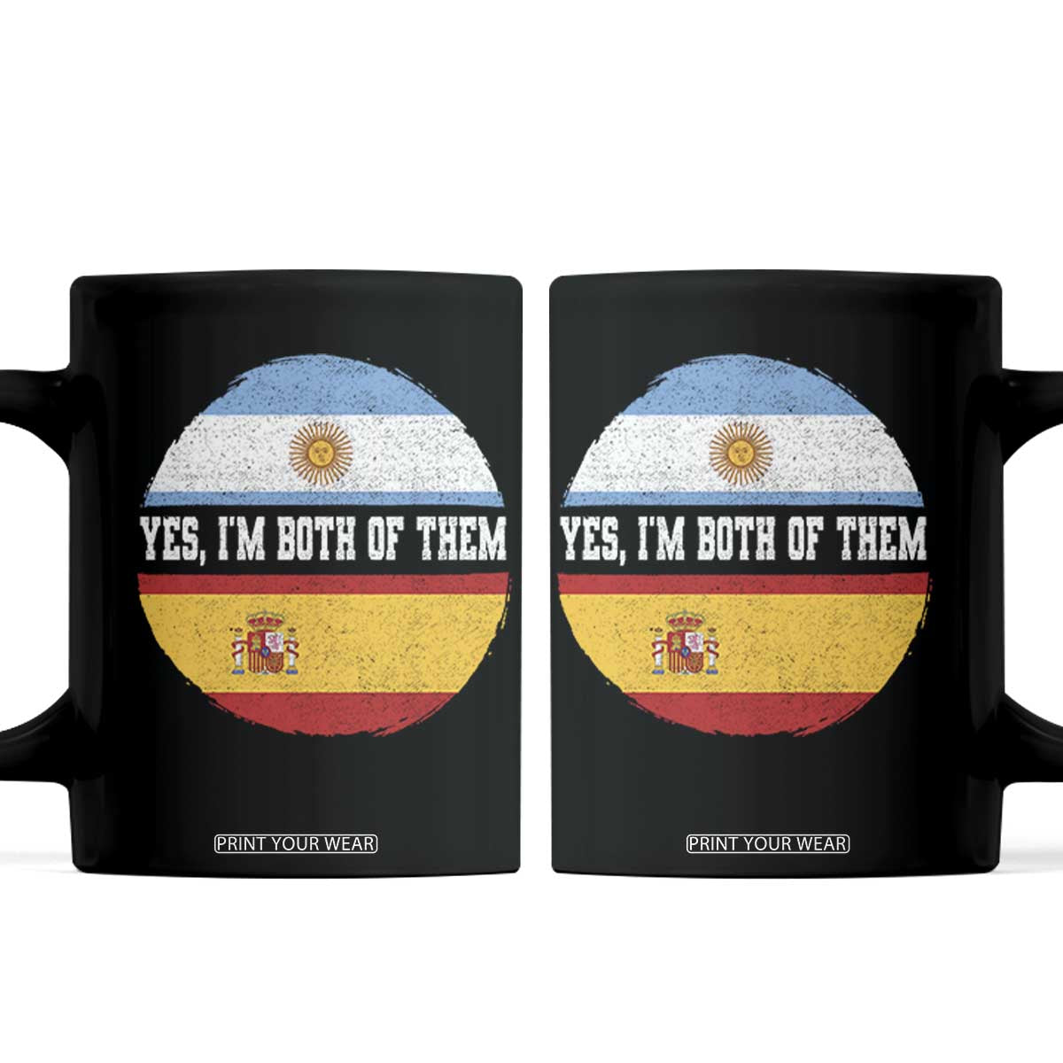 Spanish Argentinian Roots Coffee Mug Yes I'm Both Of Them Vintage Spain Argentina Half Flag