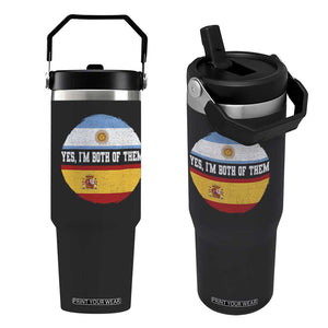Spanish Argentinian Roots Flip Straw Tumbler Yes I'm Both Of Them Vintage Spain Argentina Half Flag