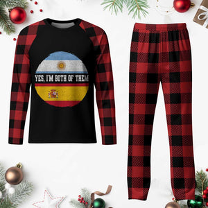 Spanish Argentinian Roots Plaid Pajama Set Yes I'm Both Of Them Vintage Spain Argentina Half Flag