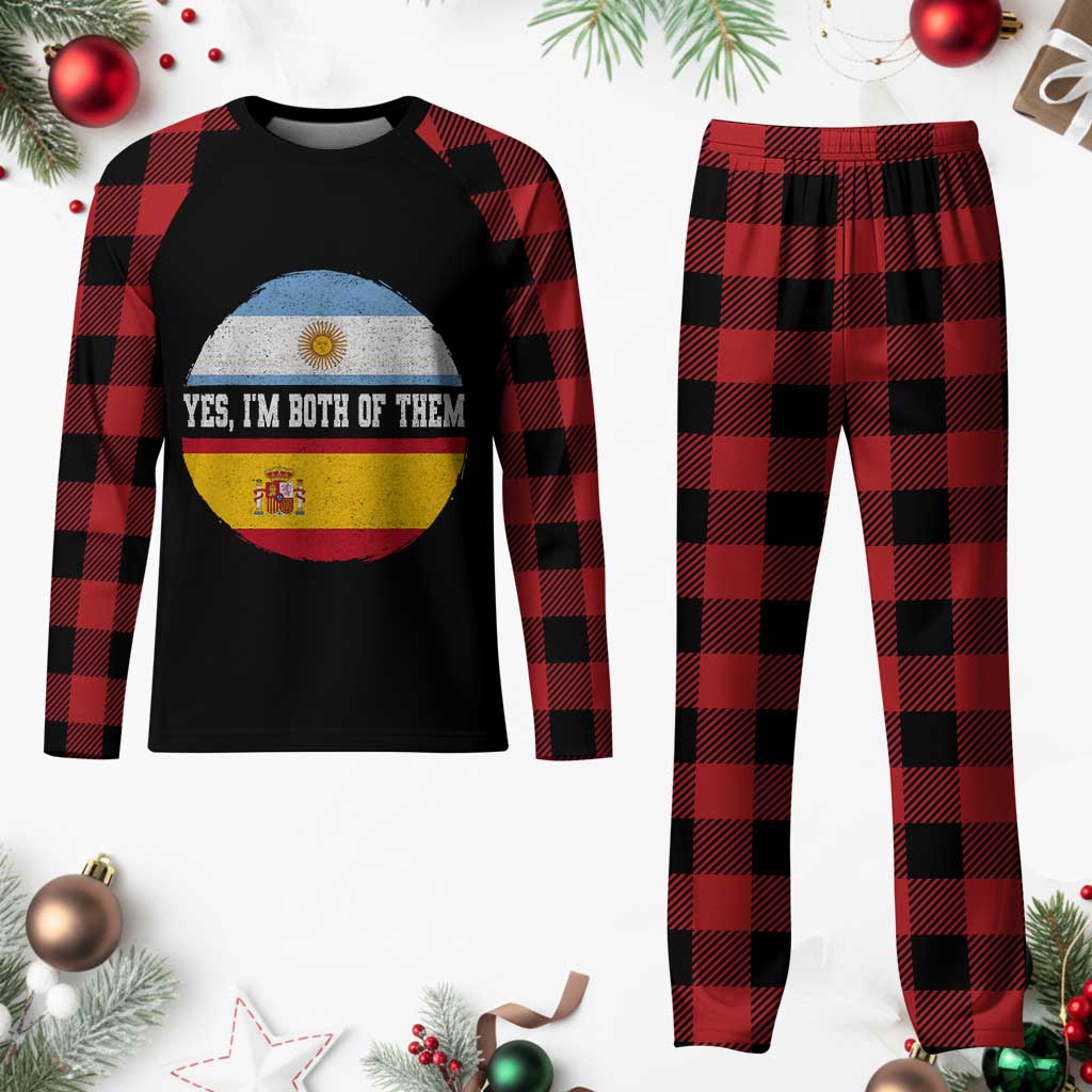 Spanish Argentinian Roots Plaid Pajama Set Yes I'm Both Of Them Vintage Spain Argentina Half Flag TS11 Buffalo Plaid Print Your Wear