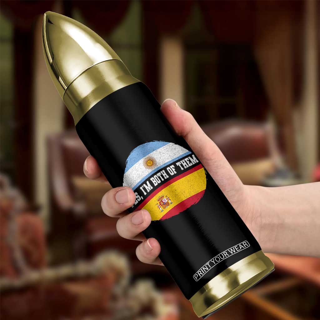 Spanish Argentinian Roots Bullet Tumbler Yes I'm Both Of Them Vintage Spain Argentina Half Flag
