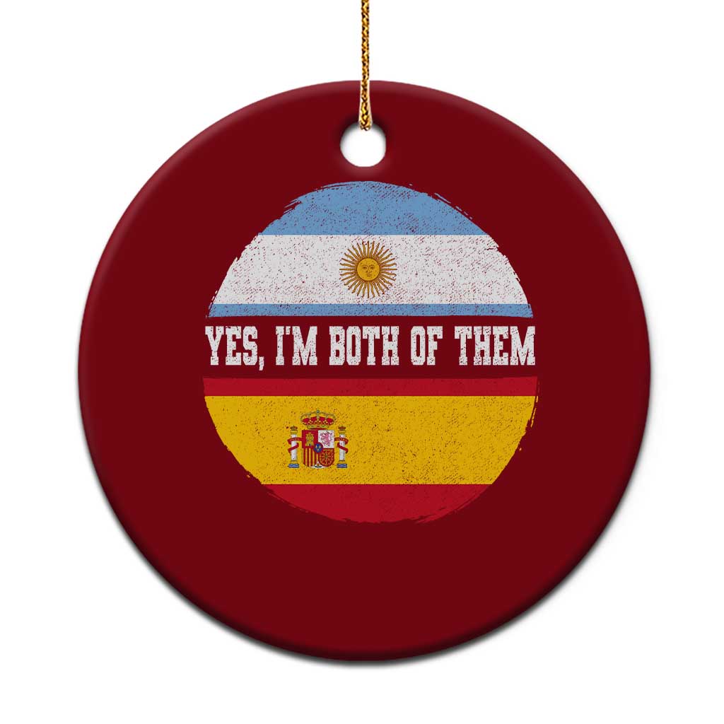 Spanish Argentinian Roots Ceramic Ornament Yes I'm Both Of Them Vintage Spain Argentina Half Flag