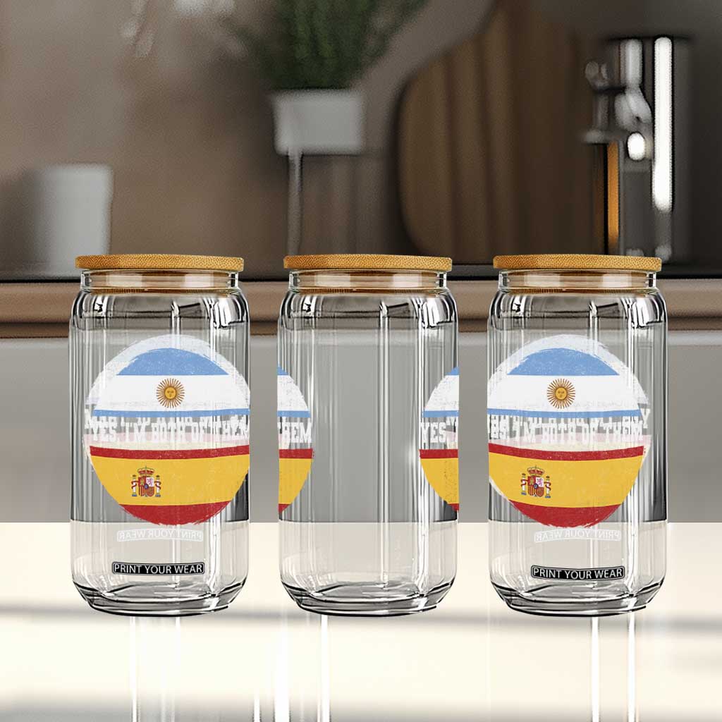 Spanish Argentinian Roots Glass Can Yes I'm Both Of Them Vintage Spain Argentina Half Flag
