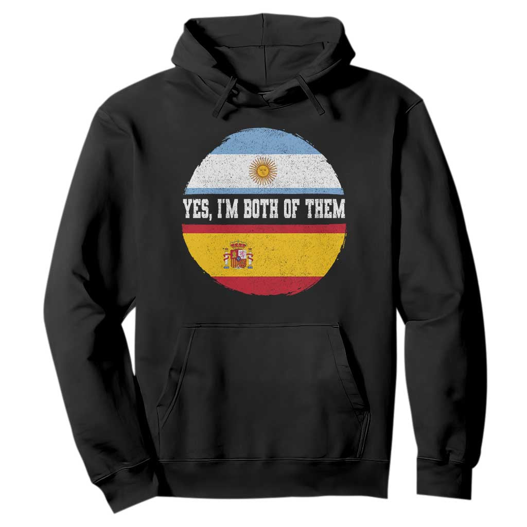 Spanish Argentinian Roots Hoodie Yes I'm Both Of Them Vintage Spain Argentina Half Flag