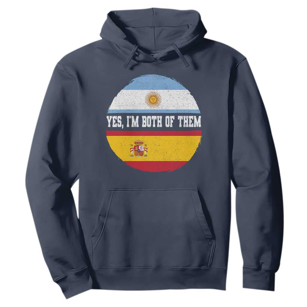 Spanish Argentinian Roots Hoodie Yes I'm Both Of Them Vintage Spain Argentina Half Flag