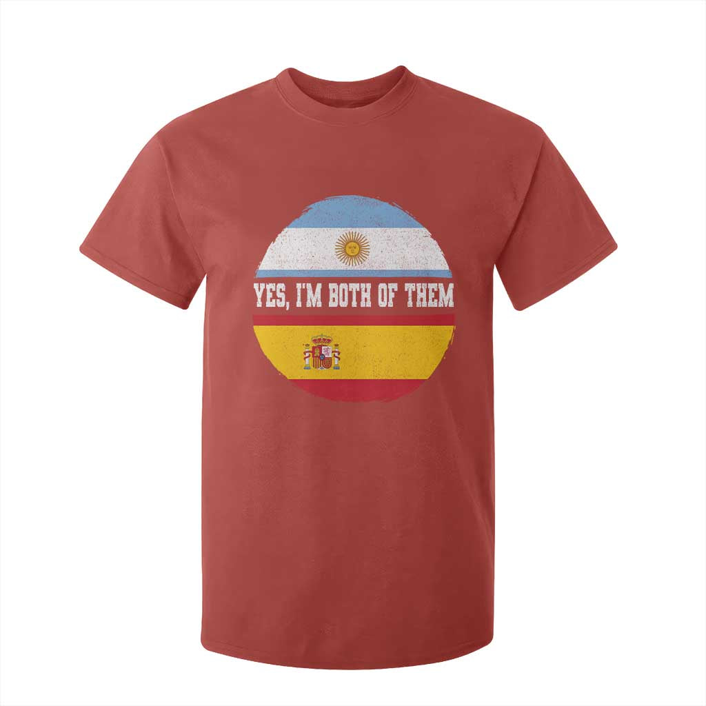 Spanish Argentinian Roots T Shirt For Kid Yes I'm Both Of Them Vintage Spain Argentina Half Flag