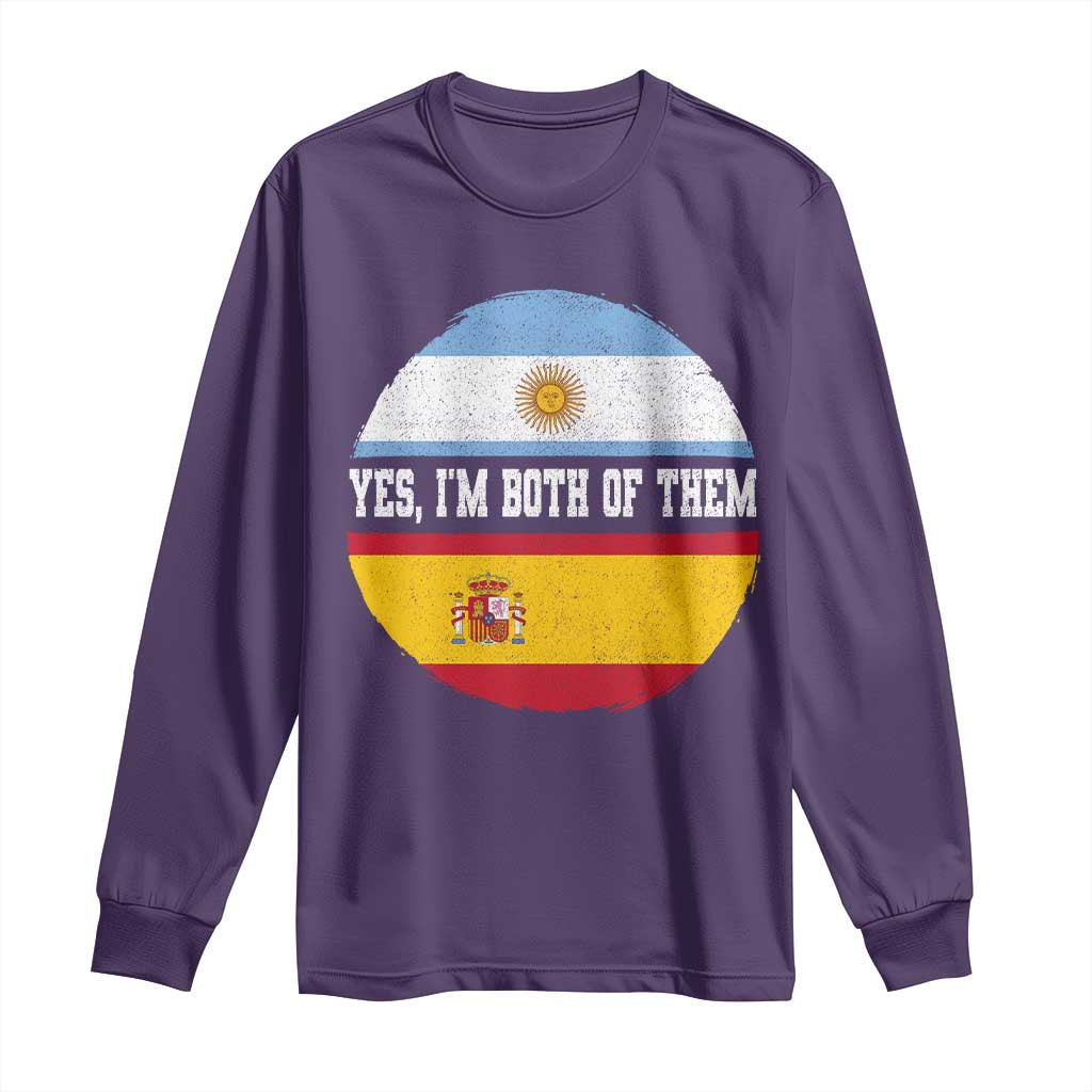 Spanish Argentinian Roots Long Sleeve Shirt Yes I'm Both Of Them Vintage Spain Argentina Half Flag