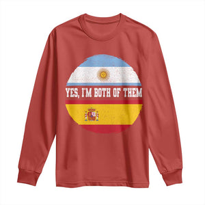 Spanish Argentinian Roots Long Sleeve Shirt Yes I'm Both Of Them Vintage Spain Argentina Half Flag