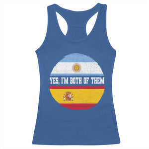 Spanish Argentinian Roots Racerback Tank Top Yes I'm Both Of Them Vintage Spain Argentina Half Flag