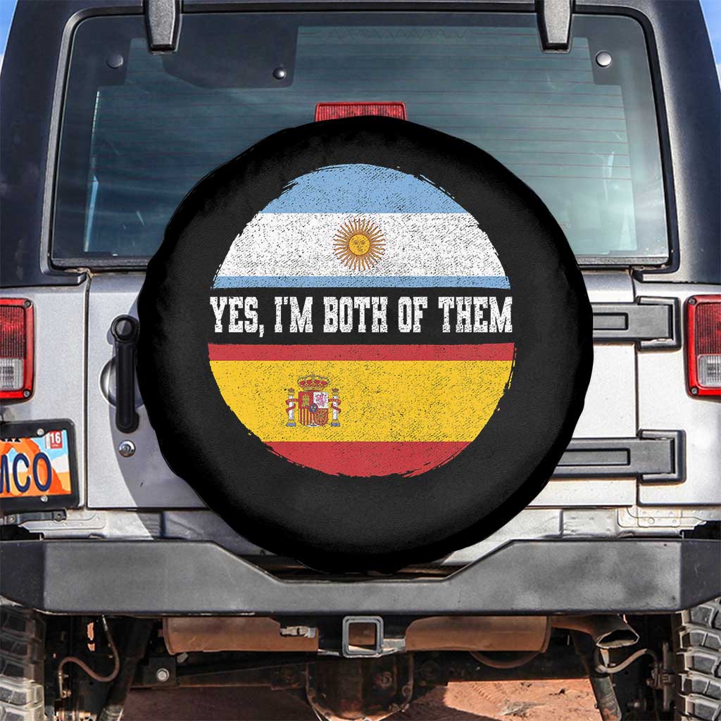 Spanish Argentinian Roots Spare Tire Cover Yes I'm Both Of Them Vintage Spain Argentina Half Flag TS11 No hole Black Print Your Wear