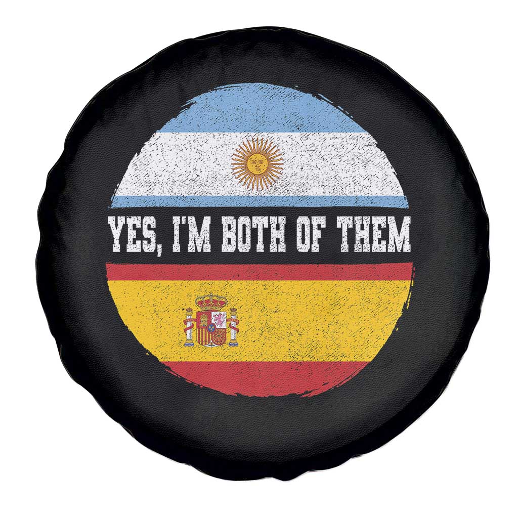 Spanish Argentinian Roots Spare Tire Cover Yes I'm Both Of Them Vintage Spain Argentina Half Flag