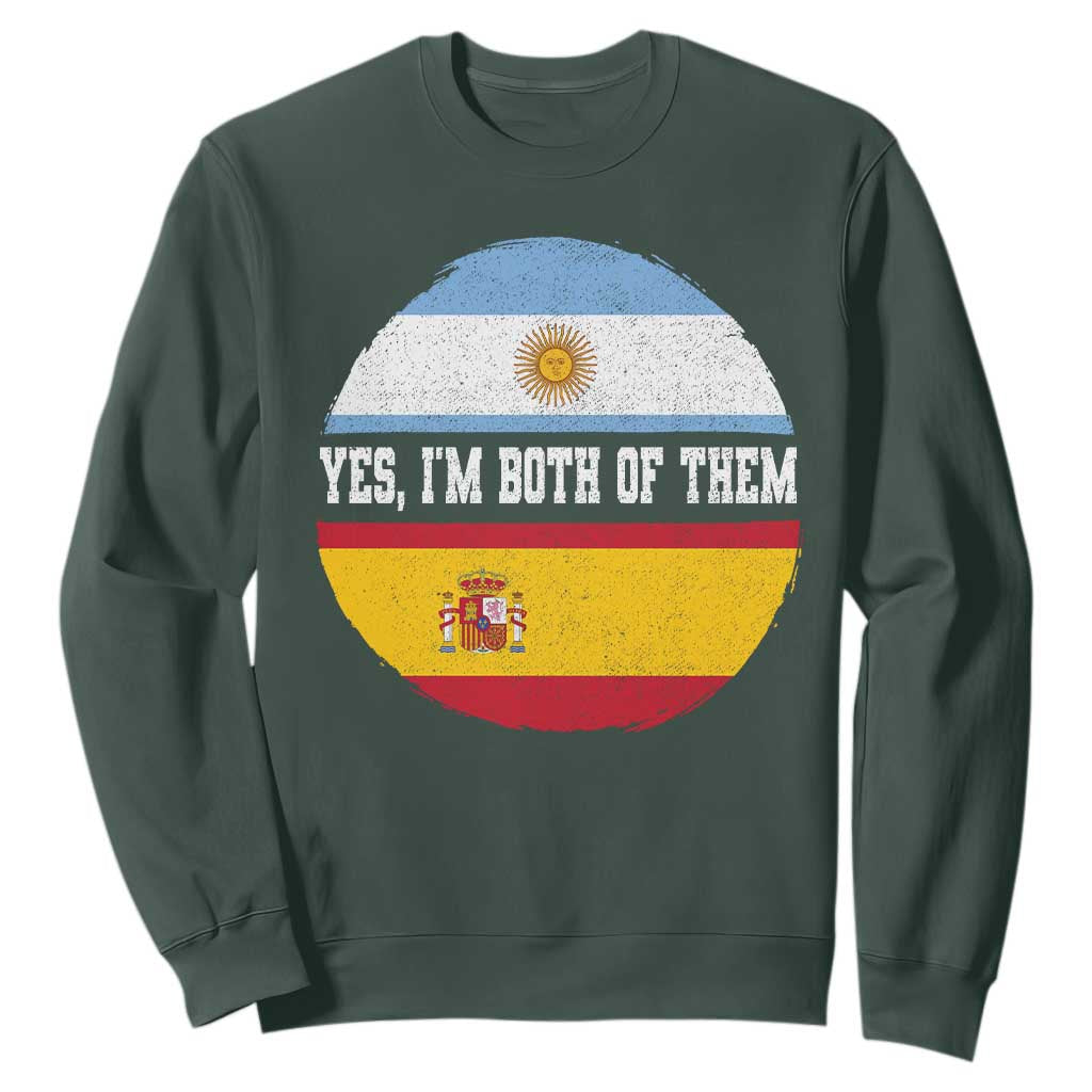 Spanish Argentinian Roots Sweatshirt Yes I'm Both Of Them Vintage Spain Argentina Half Flag