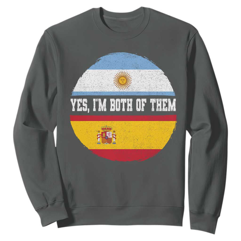 Spanish Argentinian Roots Sweatshirt Yes I'm Both Of Them Vintage Spain Argentina Half Flag