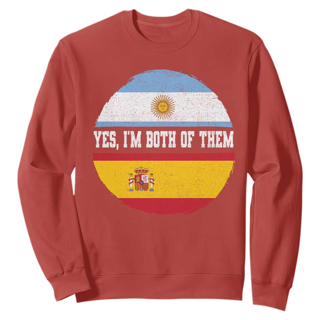 Spanish Argentinian Roots Sweatshirt Yes I'm Both Of Them Vintage Spain Argentina Half Flag