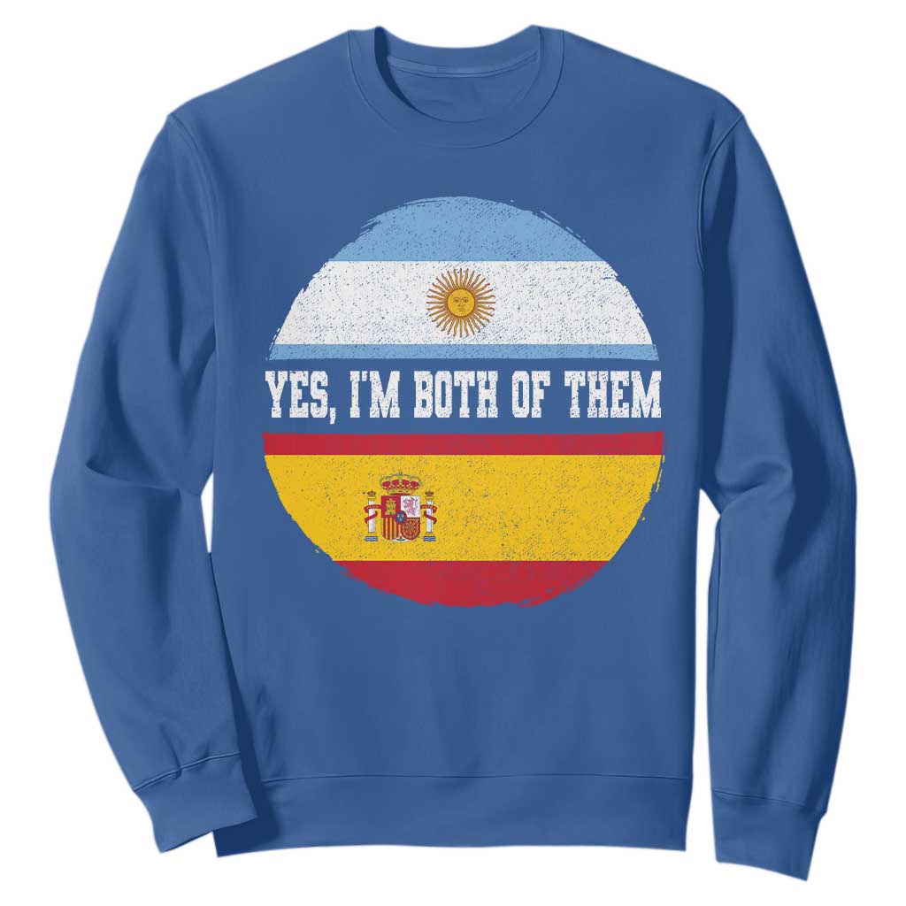 Spanish Argentinian Roots Sweatshirt Yes I'm Both Of Them Vintage Spain Argentina Half Flag