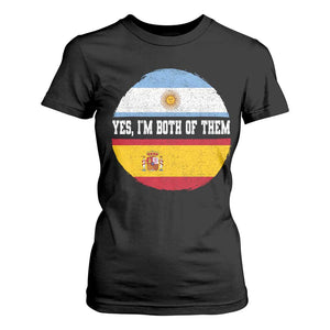 Spanish Argentinian Roots T Shirt For Women Yes I'm Both Of Them Vintage Spain Argentina Half Flag