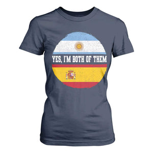 Spanish Argentinian Roots T Shirt For Women Yes I'm Both Of Them Vintage Spain Argentina Half Flag