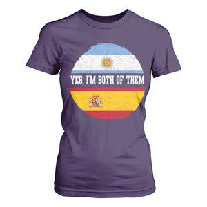Spanish Argentinian Roots T Shirt For Women Yes I'm Both Of Them Vintage Spain Argentina Half Flag
