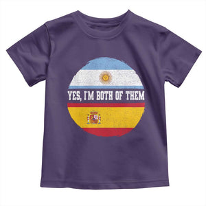 Spanish Argentinian Roots Toddler T Shirt Yes I'm Both Of Them Vintage Spain Argentina Half Flag