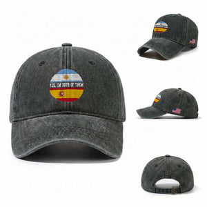 Spanish Argentinian Roots Washed Cotton Baseball Cap Yes I'm Both Of Them Vintage Spain Argentina Half Flag