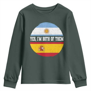 Spanish Argentinian Roots Youth Sweatshirt Yes I'm Both Of Them Vintage Spain Argentina Half Flag