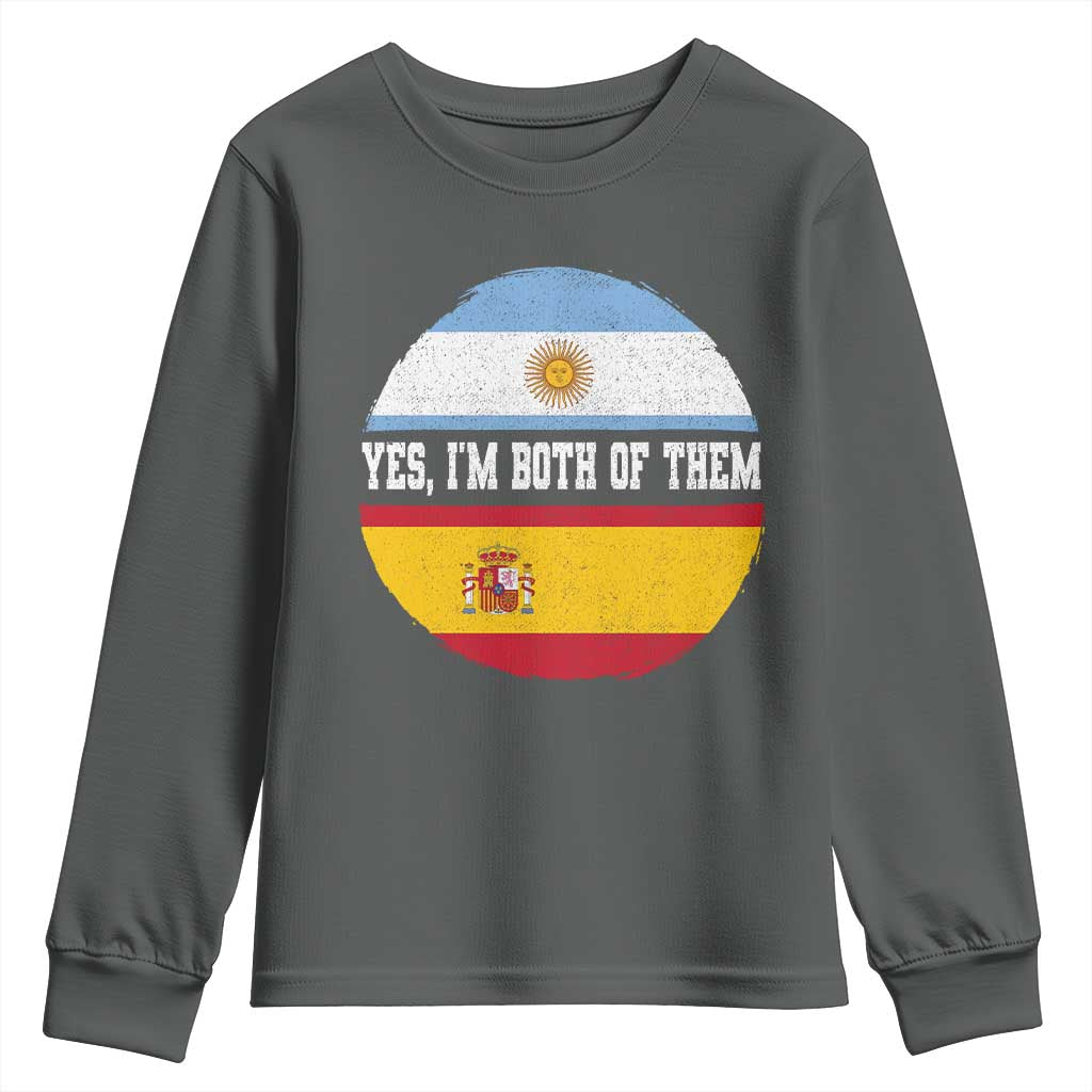 Spanish Argentinian Roots Youth Sweatshirt Yes I'm Both Of Them Vintage Spain Argentina Half Flag