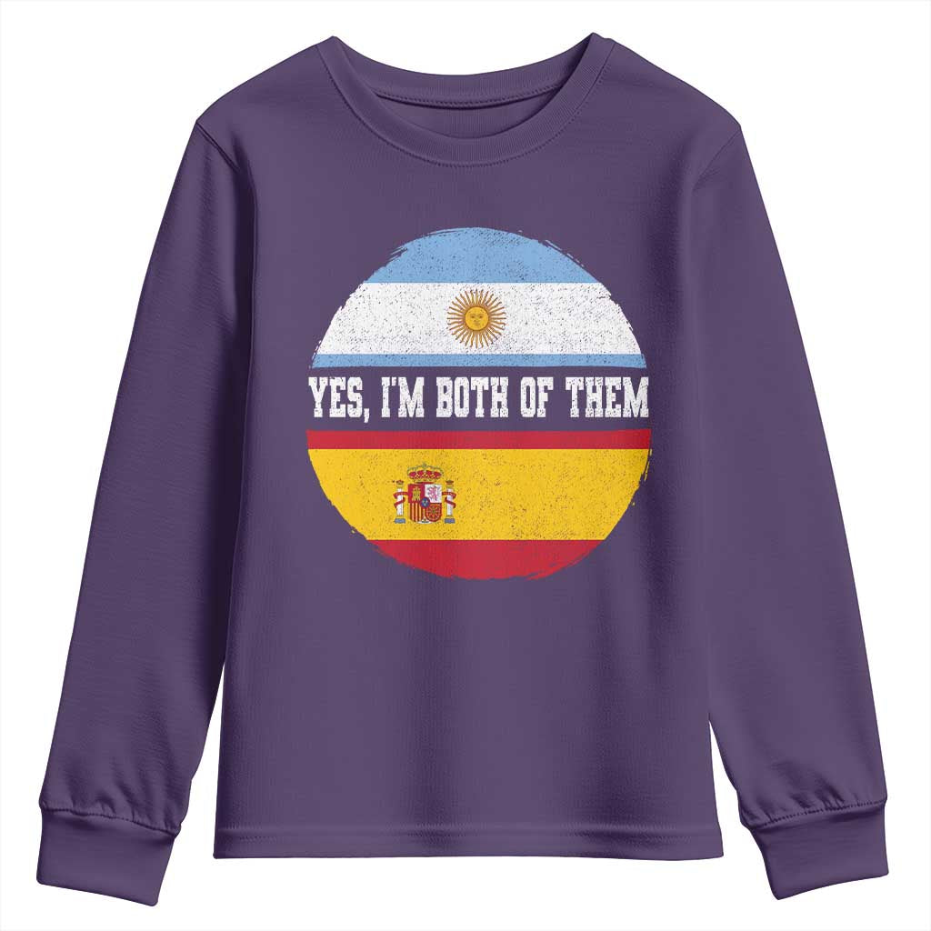 Spanish Argentinian Roots Youth Sweatshirt Yes I'm Both Of Them Vintage Spain Argentina Half Flag