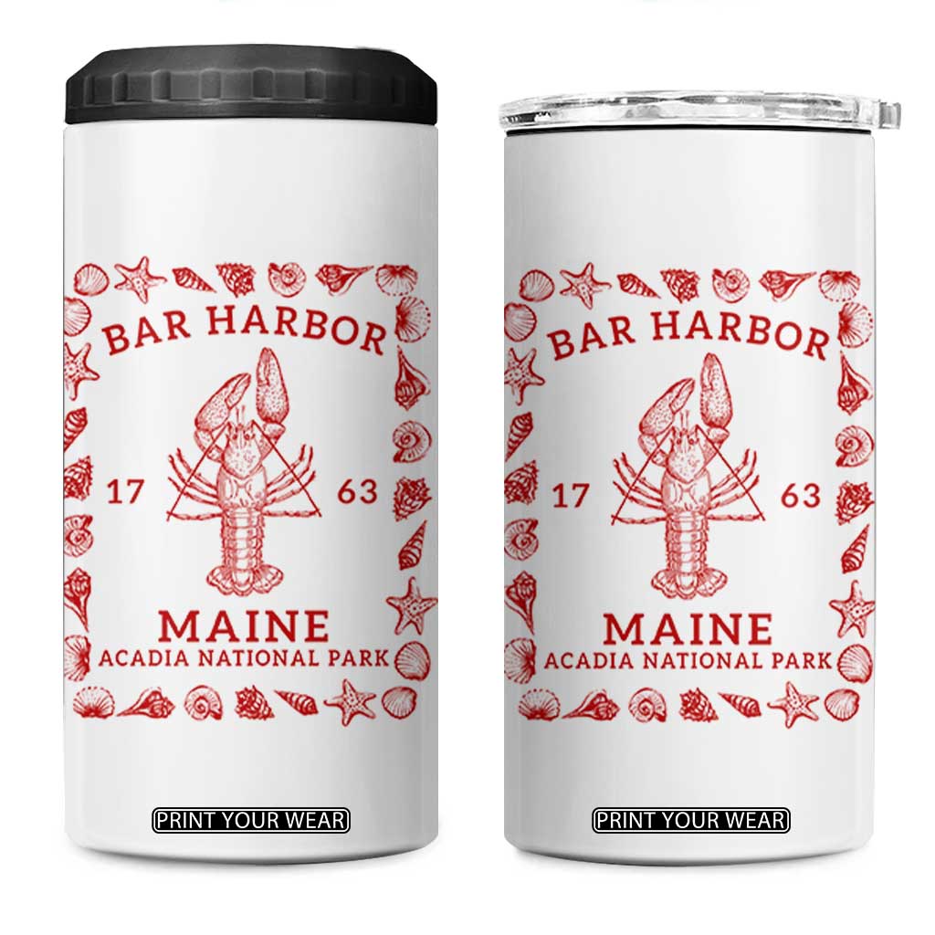 Bar Harbor Maine Lobster Acadia National Park 1763 4 in 1 Can Cooler Tumbler