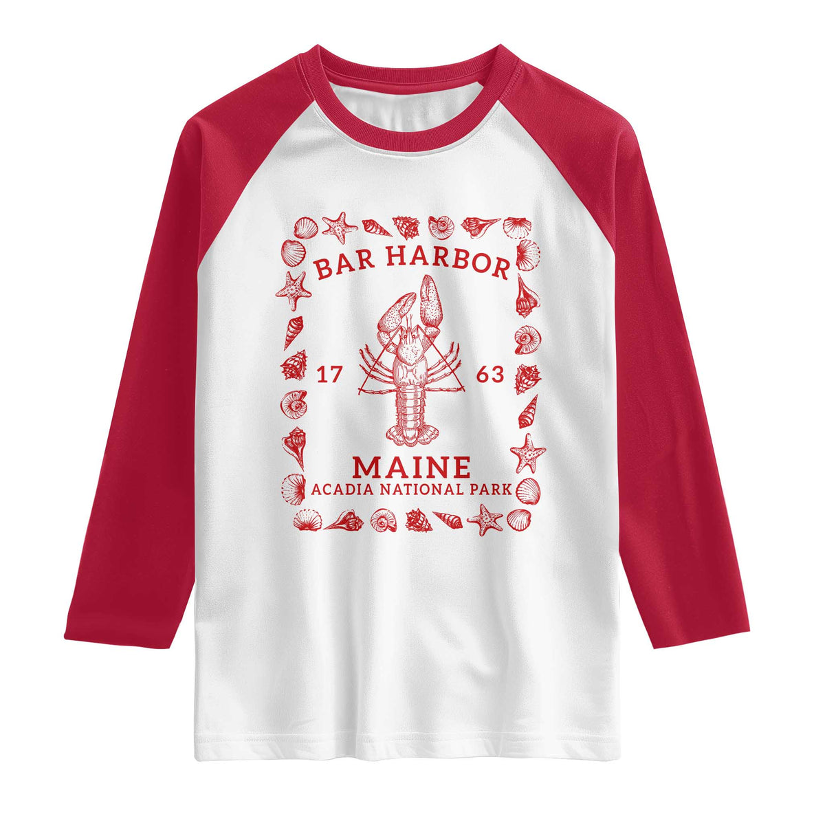 Bar Harbor Maine Lobster Acadia National Park 1763 Raglan Shirt