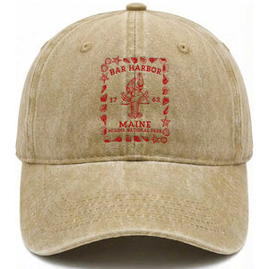 Bar Harbor Maine Lobster Acadia National Park 1763 Washed Cotton Baseball Cap